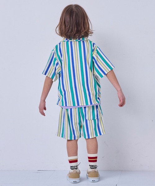 MARKEY'S（マーキーズ）の「パイルマルチストライプ半袖シャツ/セットアップ可（シャツ/ブラウス・キッズ・ブルー系その他/オレンジ系その他/グリーン系その他・110/100/95/120/90/150/140/130）」の10枚目の写真