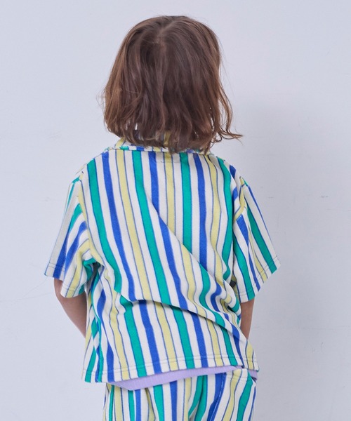MARKEY'S（マーキーズ）の「パイルマルチストライプ半袖シャツ/セットアップ可（シャツ/ブラウス・キッズ・ブルー系その他/オレンジ系その他/グリーン系その他・110/100/95/120/90/150/140/130）」の7枚目の写真