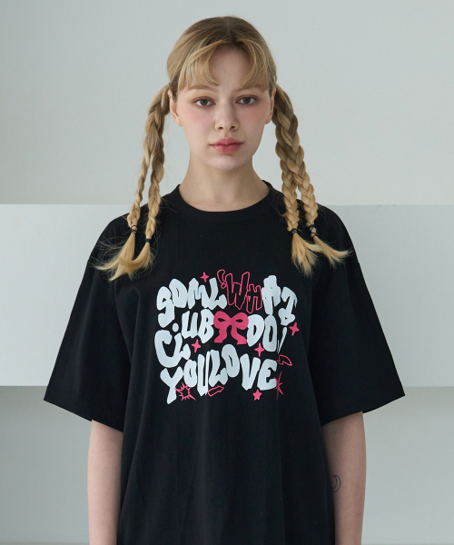 5OML（オーオーエムエル）の「[クロップオーバーサイズ2タイプ] WHAT DO YOU LOVE 半袖Tシャツ (ブラック)（Tシャツ/カットソー・レディース・ブラック・M/L）」の14枚目の写真