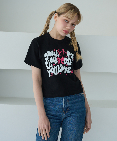 5OML（オーオーエムエル）の「[クロップオーバーサイズ2タイプ] WHAT DO YOU LOVE 半袖Tシャツ (ブラック)（Tシャツ/カットソー・レディース・ブラック・M/L）」の15枚目の写真