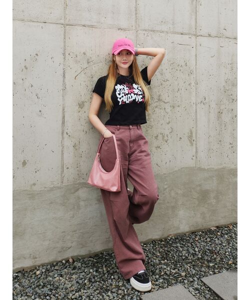 5OML（オーオーエムエル）の「[クロップオーバーサイズ2タイプ] WHAT DO YOU LOVE 半袖Tシャツ (ブラック)（Tシャツ/カットソー・レディース・ブラック・M/L）」の5枚目の写真