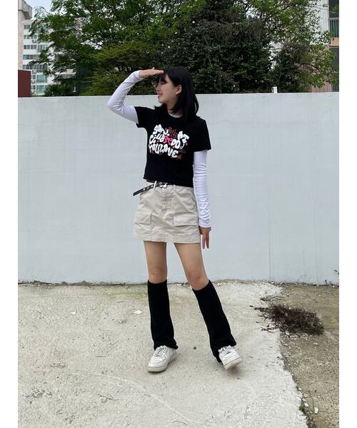 5OML（オーオーエムエル）の「[クロップオーバーサイズ2タイプ] WHAT DO YOU LOVE 半袖Tシャツ (ブラック)（Tシャツ/カットソー・レディース・ブラック・M/L）」の7枚目の写真
