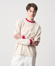 6（ロク）の「＜6(ROKU)＞パイル ボーダー ロングスリーブ Tシャツ（Tシャツ/カットソー・レディース）」
