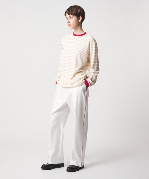 6(ROKU)＞パイル ボーダー ロングスリーブ Tシャツ（Tシャツ