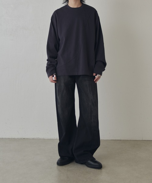 Lui's（ルイス）の「ランダム切替ロングスリーブTシャツ（Tシャツ/カットソー・メンズ・ライトグレー/ブルー/ブラック・M/S）」の8枚目の写真