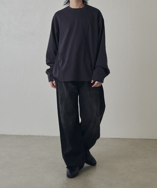 Lui's（ルイス）の「ランダム切替ロングスリーブTシャツ（Tシャツ/カットソー・メンズ・ライトグレー/ブルー/ブラック・M/S）」の9枚目の写真