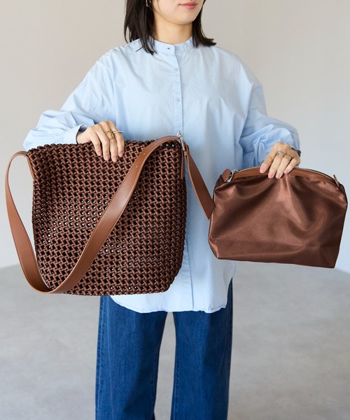 &MARKS(アンドマークス)の「N26【メッシュ×本革】ショルダーバッグ(ショルダーバッグ・レディース・ブラック/グレー/シャンパン/ブラウン・FREE)」の20枚目の写真