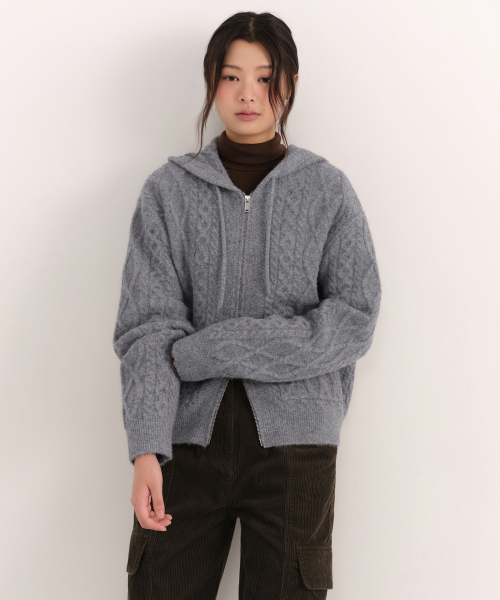 Wimans Arran Kneb Knit Furd Parka Jipp Up [Medium Grey] — парка‑пуховик средне‑серый