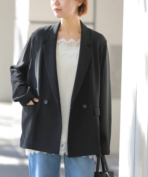 JOURNAL STANDARD relume（ジャーナルスタンダード　レリューム）の「［26SS新作/吸水速乾/手洗い可］ドライスラブ テーラードジャケット（テーラードジャケット・レディース・ブラック/ブラック系その他・FREE）」の22枚目の写真