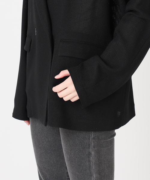 JOURNAL STANDARD relume（ジャーナルスタンダード　レリューム）の「［26SS新作/吸水速乾/手洗い可］ドライスラブ テーラードジャケット（テーラードジャケット・レディース・ブラック/ブラック系その他・FREE）」の7枚目の写真