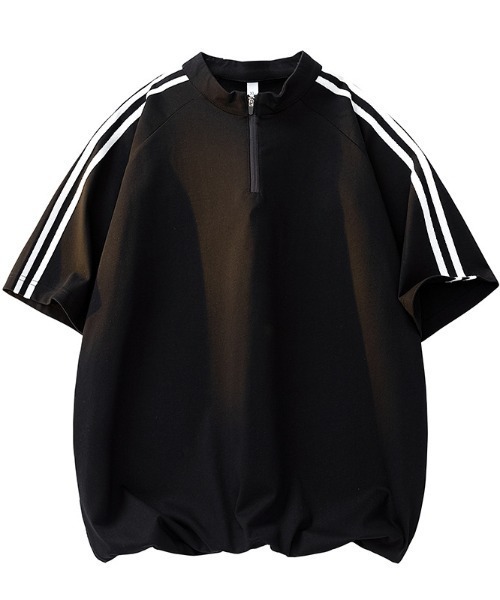 SHEPP(シープ)の「【26年春新作】サイドライン ハーフジップ 半袖プルオーバー(Tシャツ/カットソー・メンズ・ライトグレー/ネイビー/ブラック・M/L)」の5枚目の写真