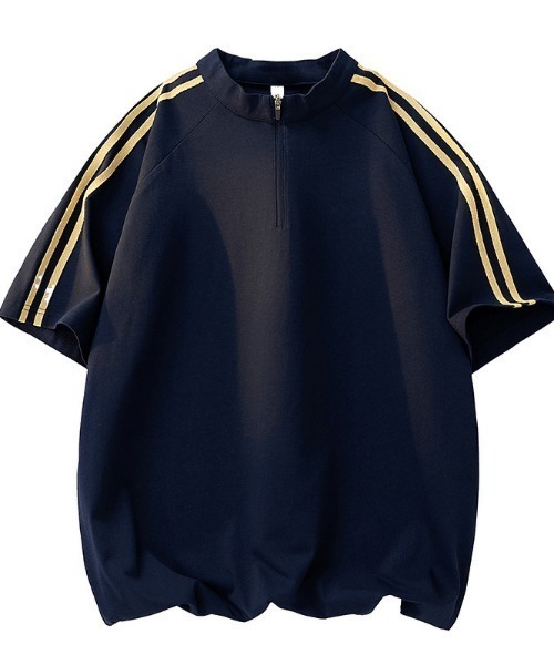 SHEPP(シープ)の「【26年春新作】サイドライン ハーフジップ 半袖プルオーバー(Tシャツ/カットソー・メンズ・ライトグレー/ネイビー/ブラック・M/L)」の7枚目の写真