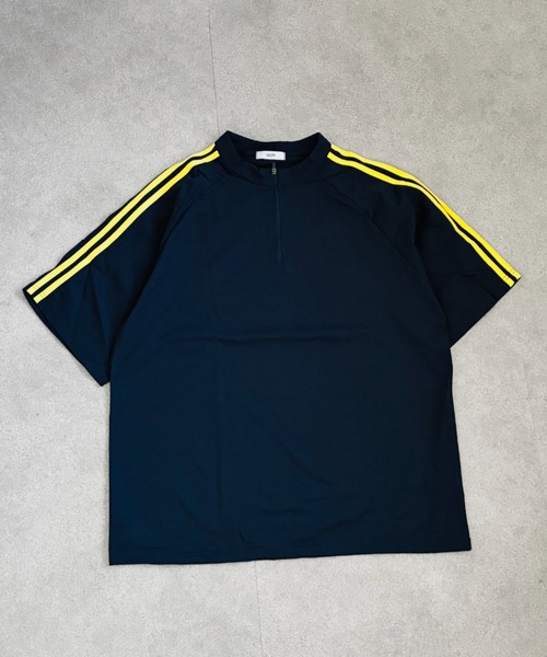 SHEPP(シープ)の「【26年春新作】サイドライン ハーフジップ 半袖プルオーバー(Tシャツ/カットソー・メンズ・ライトグレー/ネイビー/ブラック・M/L)」の15枚目の写真