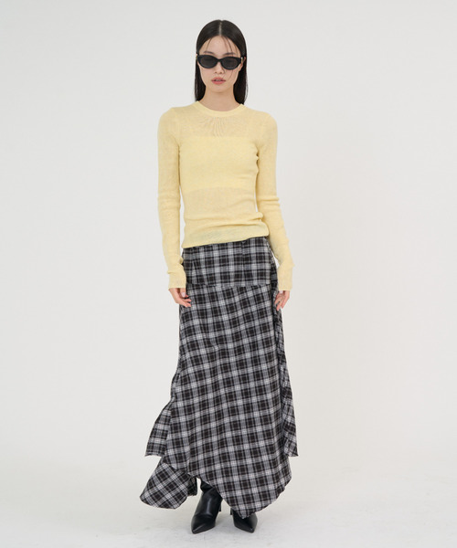 NUJOH(ヌゾ)の「Soft Sheer Crew Top / ソフトシアークルートップ(Tシャツ/カットソー・レディース・チャコールグレー/アイボリー/ブラック/イエロー・FREE)」の17枚目の写真