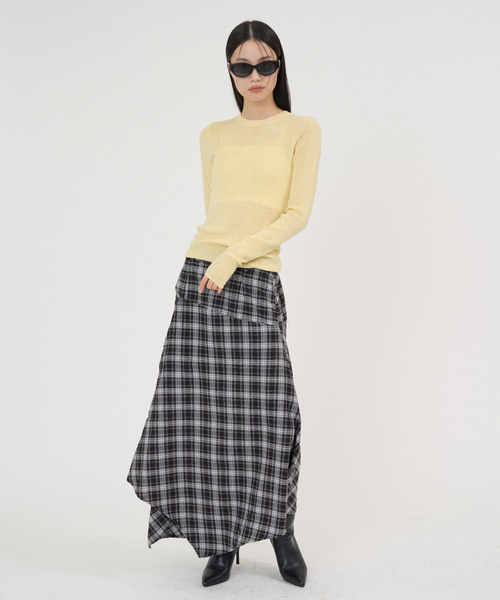 NUJOH(ヌゾ)の「Soft Sheer Crew Top / ソフトシアークルートップ(Tシャツ/カットソー・レディース・チャコールグレー/アイボリー/ブラック/イエロー・FREE)」の18枚目の写真