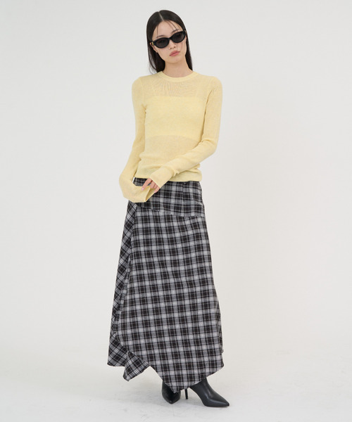 NUJOH(ヌゾ)の「Soft Sheer Crew Top / ソフトシアークルートップ(Tシャツ/カットソー・レディース・チャコールグレー/アイボリー/ブラック/イエロー・FREE)」の19枚目の写真