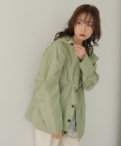 CLEIO（クレイオ）の「【CLEIO】-春アウター- セミシアーフード付きブルゾン SEMI-SHEER HOODED BLOUSON（その他アウター・レディース・ベージュ/グリーン系その他/ネイビー・FREE）」の3枚目の写真