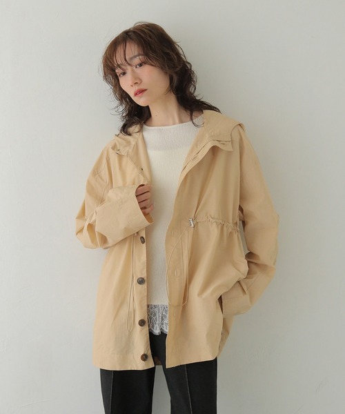 CLEIO（クレイオ）の「【CLEIO】-春アウター- セミシアーフード付きブルゾン SEMI-SHEER HOODED BLOUSON（その他アウター・レディース・ベージュ/グリーン系その他/ネイビー・FREE）」の13枚目の写真