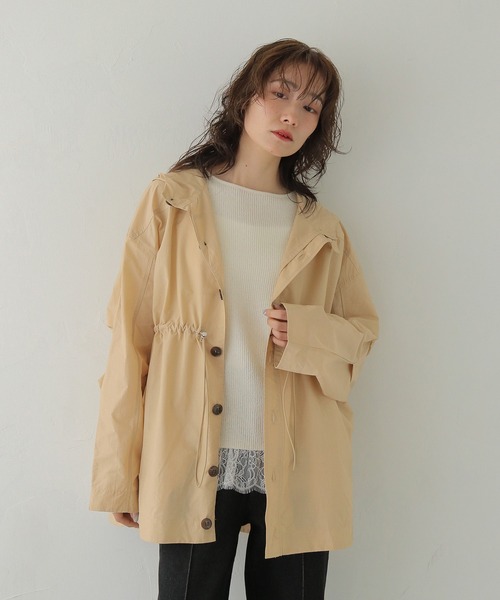 CLEIO（クレイオ）の「【CLEIO】-春アウター- セミシアーフード付きブルゾン SEMI-SHEER HOODED BLOUSON（その他アウター・レディース・ベージュ/グリーン系その他/ネイビー・FREE）」の14枚目の写真