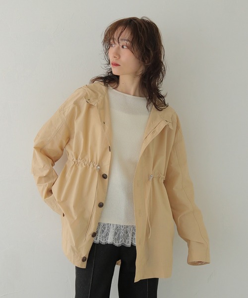 CLEIO（クレイオ）の「【CLEIO】-春アウター- セミシアーフード付きブルゾン SEMI-SHEER HOODED BLOUSON（その他アウター・レディース・ベージュ/グリーン系その他/ネイビー・FREE）」の16枚目の写真