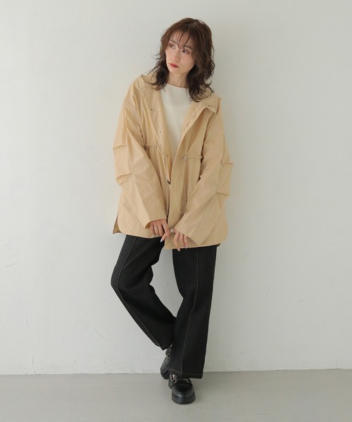 CLEIO（クレイオ）の「【CLEIO】セミシアーフード付きブルゾン SEMI-SHEER HOODED BLOUSON（その他アウター・レディース・ベージュ/グリーン系その他/ネイビー・FREE）」の22枚目の写真