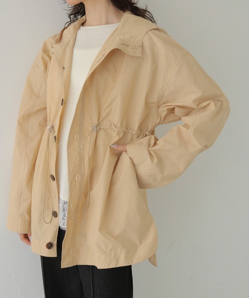 CLEIO（クレイオ）の「【CLEIO】-春アウター- セミシアーフード付きブルゾン SEMI-SHEER HOODED BLOUSON（その他アウター・レディース・ベージュ/グリーン系その他/ネイビー・FREE）」の21枚目の写真
