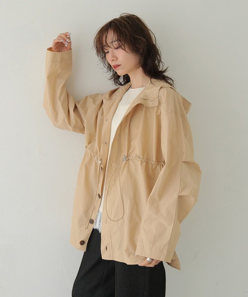 CLEIO（クレイオ）の「【CLEIO】-春アウター- セミシアーフード付きブルゾン SEMI-SHEER HOODED BLOUSON（その他アウター・レディース・ベージュ/グリーン系その他/ネイビー・FREE）」の17枚目の写真