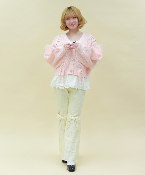 axes femme POETIQUE(アクシーズファムポエティック)の「レースフリルデニムPT(その他パンツ・レディース・インディゴブルー/ワンウォッシュ/ベージュ・MEDIUM)」の10枚目の写真
