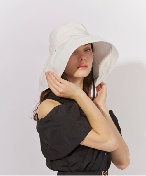 Chapeau d' O(シャポードオー)の「Chapeau d' O UV Tuck Capeline / シャポードオー(ハット・レディース・ブラック/ライトベージュ/ホワイト・M/57.5cm)」の2枚目の写真