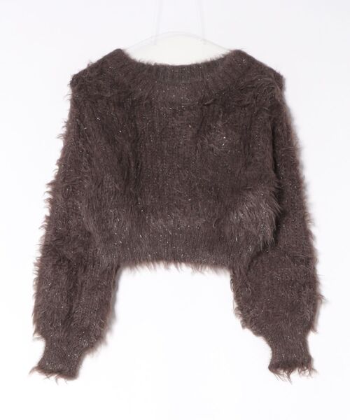 EMODA（エモダ）の「GLOSS MIX SHORT KNIT（ニット/セーター・レディース・ピンク/ブラウン/ブラック・FREE）」の3枚目の写真