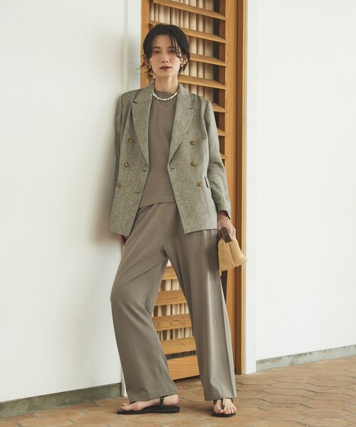 qualite(カリテ)の「【接触冷感】レーヨンストレッチフレンチ/春服/夏服/オフィスカジュアル/セットアップ対応(ニット/セーター・レディース・グレー/オフホワイト/チャコールグレー・フリー)」の10枚目の写真