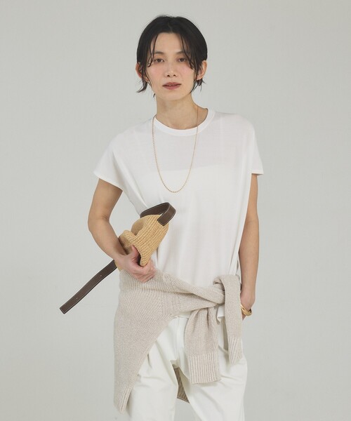 qualite(カリテ)の「【接触冷感】レーヨンストレッチフレンチ/春服/夏服/オフィスカジュアル/セットアップ対応(ニット/セーター・レディース・グレー/オフホワイト/チャコールグレー・フリー)」の18枚目の写真