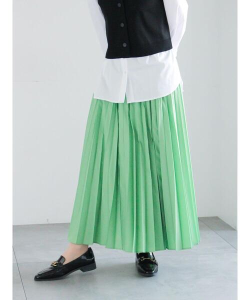 Te chichi(テチチ)の「プリーツロングスカート(スカート・レディース・ブルー/オフホワイト/グリーン・F)」の2枚目の写真