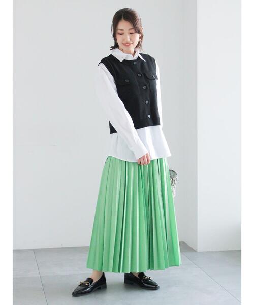 Te chichi(テチチ)の「プリーツロングスカート(スカート・レディース・ブルー/オフホワイト/グリーン・F)」の9枚目の写真