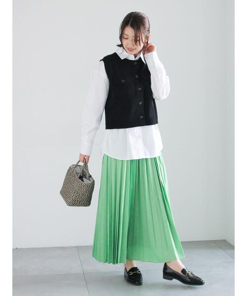 Te chichi(テチチ)の「プリーツロングスカート(スカート・レディース・ブルー/オフホワイト/グリーン・F)」の10枚目の写真