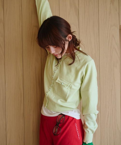 common gull products.（コモンガルプロダクツ）の「夕凪のくるみボタンカーデ、芽心（カーディガン/ボレロ・レディース・杢グレー/サックスブルー/ミント/ダークブラウン・SMALL/MEDIUM/LARGE）」の10枚目の写真