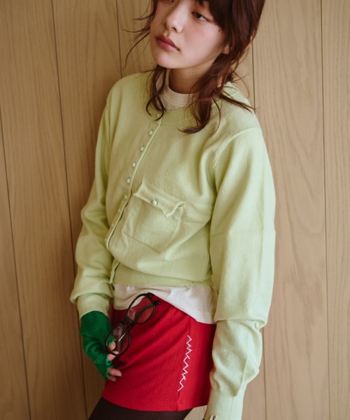 common gull products.（コモンガルプロダクツ）の「夕凪のくるみボタンカーデ、芽心（カーディガン/ボレロ・レディース・杢グレー/サックスブルー/ミント/ダークブラウン・SMALL/MEDIUM/LARGE）」の11枚目の写真