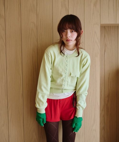 common gull products.（コモンガルプロダクツ）の「夕凪のくるみボタンカーデ、芽心（カーディガン/ボレロ・レディース・杢グレー/サックスブルー/ミント/ダークブラウン・SMALL/MEDIUM/LARGE）」の13枚目の写真