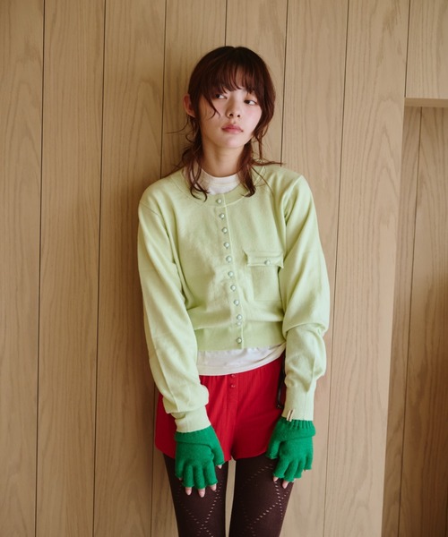 common gull products.（コモンガルプロダクツ）の「夕凪のくるみボタンカーデ、芽心（カーディガン/ボレロ・レディース・杢グレー/サックスブルー/ミント/ダークブラウン・SMALL/MEDIUM/LARGE）」の14枚目の写真