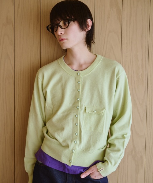 common gull products.（コモンガルプロダクツ）の「夕凪のくるみボタンカーデ、芽心（カーディガン/ボレロ・レディース・杢グレー/サックスブルー/ミント/ダークブラウン・SMALL/MEDIUM/LARGE）」の19枚目の写真