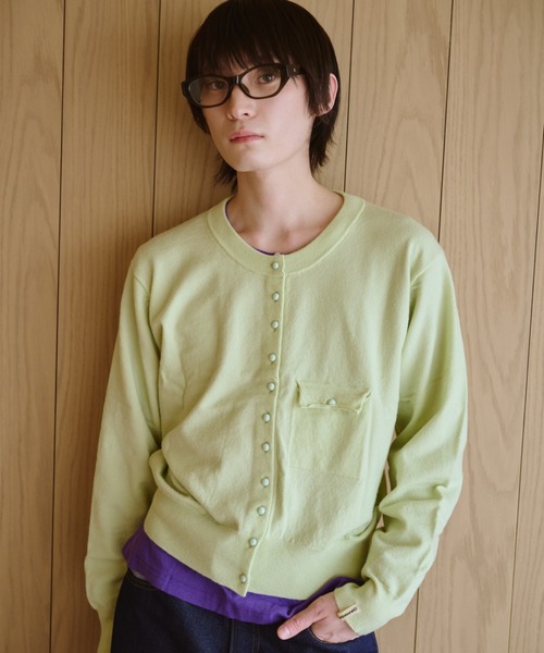 common gull products.（コモンガルプロダクツ）の「夕凪のくるみボタンカーデ、芽心（カーディガン/ボレロ・レディース・杢グレー/サックスブルー/ミント/ダークブラウン・SMALL/MEDIUM/LARGE）」の20枚目の写真