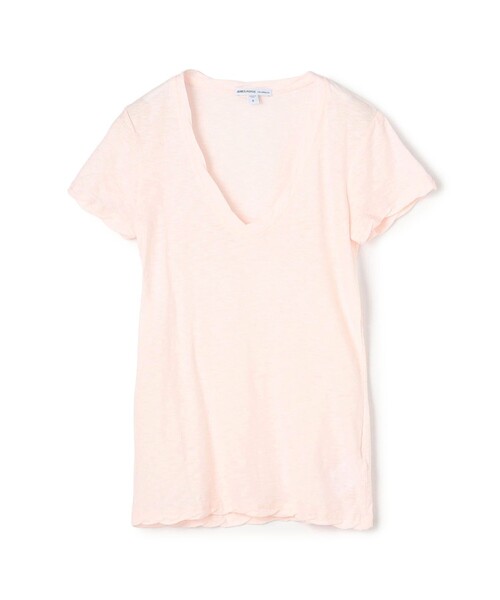JAMES PERSE(ジェームスパース)の「スラブジャージー VネックTシャツ WUA3695(Tシャツ/カットソー・レディース・ベージュ系その他/ピンク・0/2/1)」の2枚目の写真
