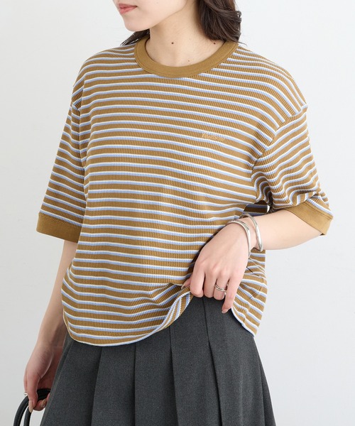 Healthknit(ヘルスニット)の「【Healthknit】26SS Multi Border Waffle Crewneck S/S 680S(Tシャツ/カットソー・レディース・アイボリー系1/ライム/ブラウン系1・FREE)」の13枚目の写真