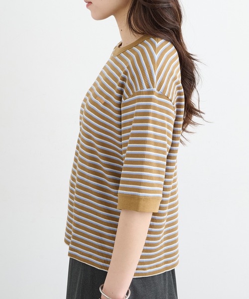 Healthknit(ヘルスニット)の「【Healthknit】26SS Multi Border Waffle Crewneck S/S 680S(Tシャツ/カットソー・レディース・アイボリー系1/ライム/ブラウン系1・FREE)」の15枚目の写真