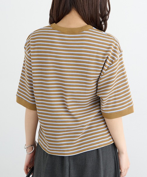 Healthknit(ヘルスニット)の「【Healthknit】26SS Multi Border Waffle Crewneck S/S 680S(Tシャツ/カットソー・レディース・アイボリー系1/ライム/ブラウン系1・FREE)」の16枚目の写真