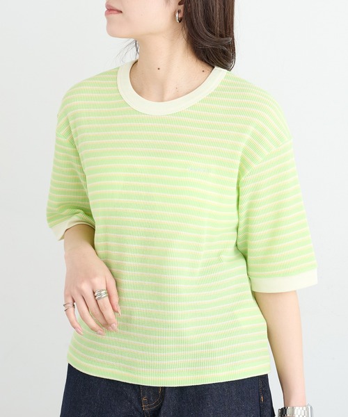 Healthknit(ヘルスニット)の「【Healthknit】26SS Multi Border Waffle Crewneck S/S 680S(Tシャツ/カットソー・レディース・アイボリー系1/ライム/ブラウン系1・FREE)」の20枚目の写真