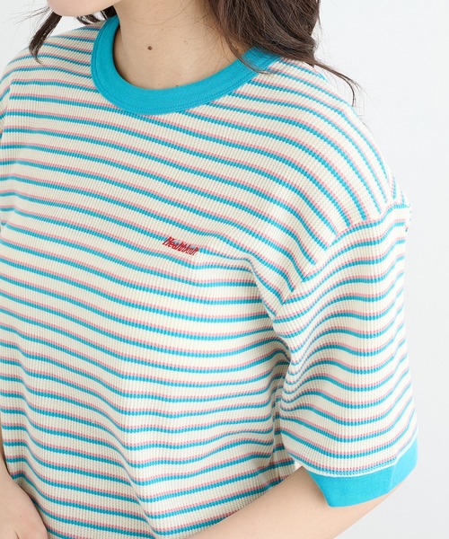 Healthknit(ヘルスニット)の「【Healthknit】26SS Multi Border Waffle Crewneck S/S 680S(Tシャツ/カットソー・レディース・アイボリー系1/ライム/ブラウン系1・FREE)」の9枚目の写真