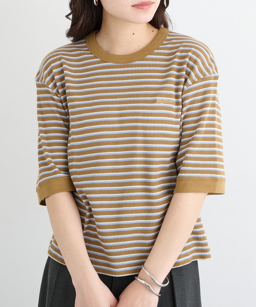 Healthknit(ヘルスニット)の「【Healthknit】26SS Multi Border Waffle Crewneck S/S 680S(Tシャツ/カットソー・レディース・アイボリー系1/ライム/ブラウン系1・FREE)」の12枚目の写真