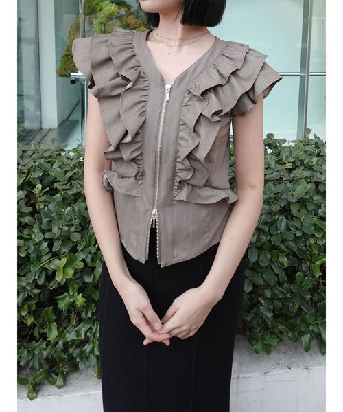 LAGUNAMOON(ラグナムーン)の「WZIPフリルブラウス(シャツ/ブラウス・レディース・ブラック/ブルー/ブラウン/ホワイト・FREE)」の3枚目の写真