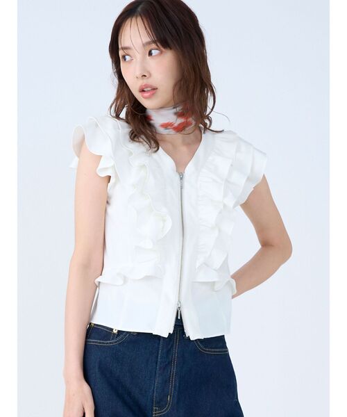 LAGUNAMOON(ラグナムーン)の「WZIPフリルブラウス(シャツ/ブラウス・レディース・ブラック/ブルー/ブラウン/ホワイト・FREE)」の1枚目の写真